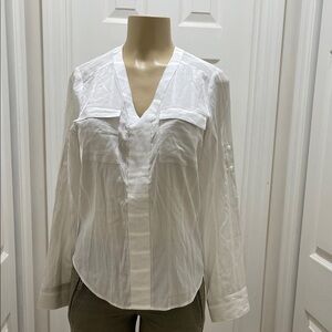 Express White V-Neck Blouse